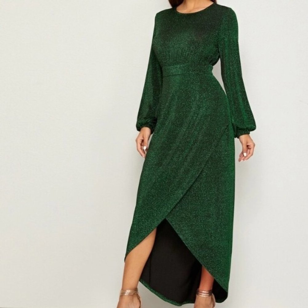 Beautiful Emerald Green Maxi High Low Dress